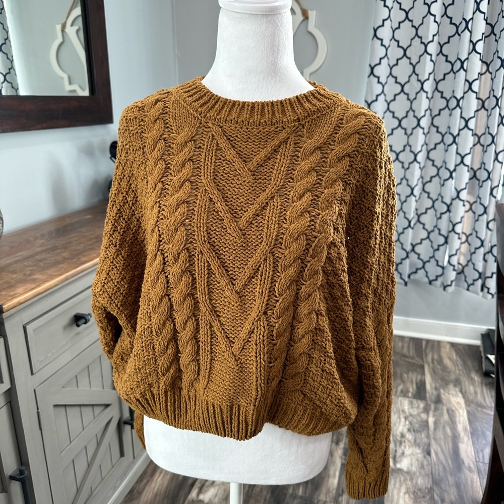 Altar’d State Cable Knit Brown Sweater